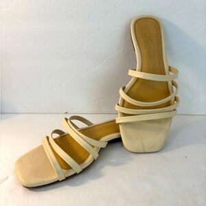 OLIVIA Beige Strappy Flat Sandals Size 6.5